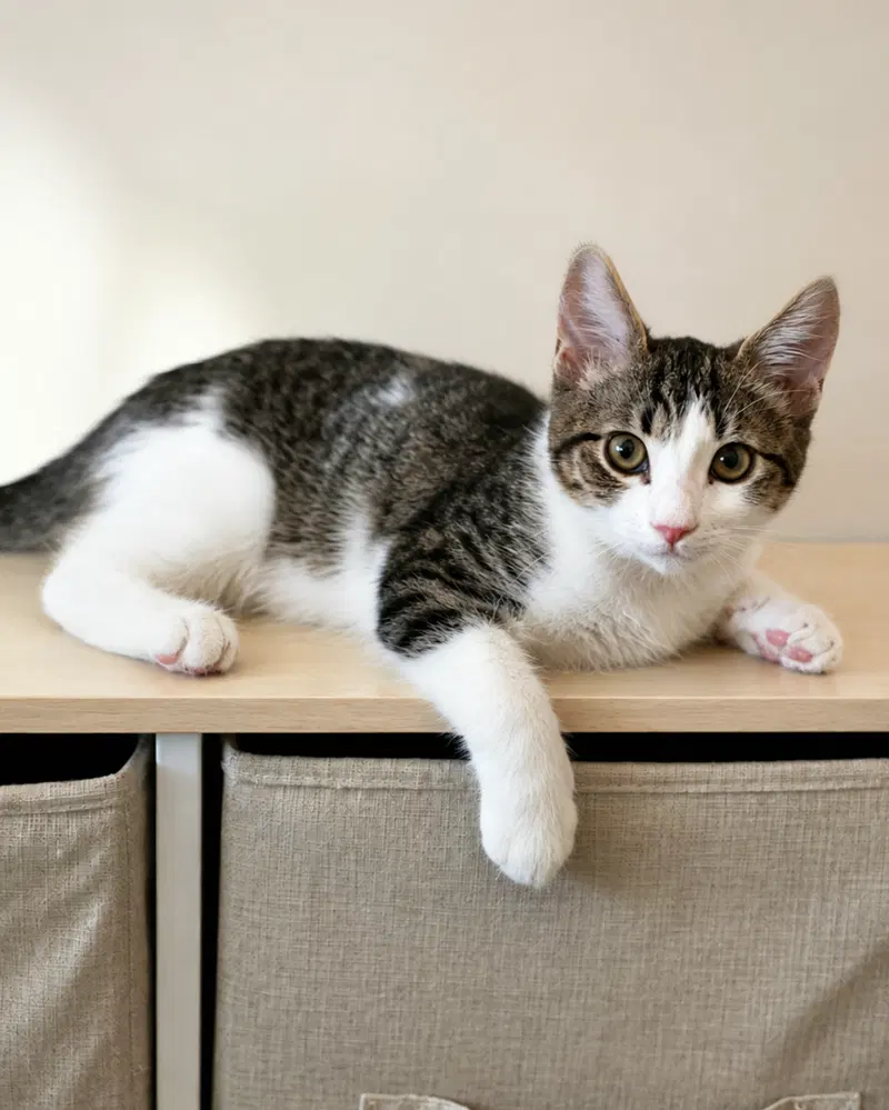 Oscar, a male Tabby kitten up for adoption