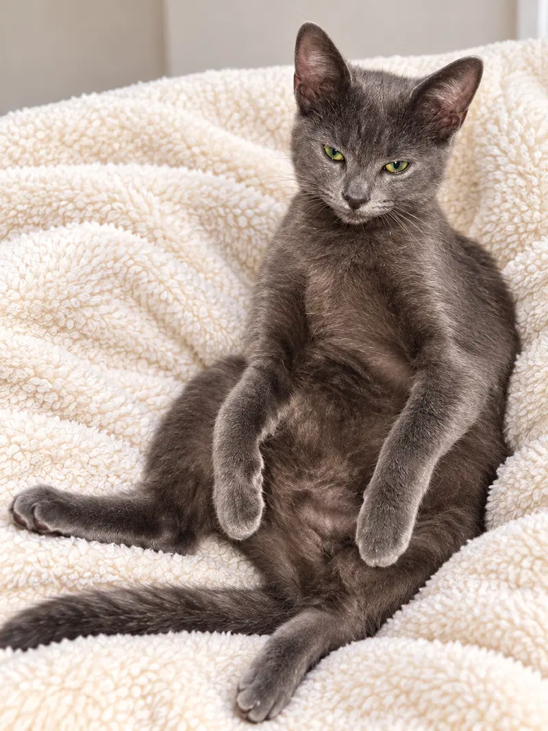 Chat Napa, a male Russian Blue cat up for adoption