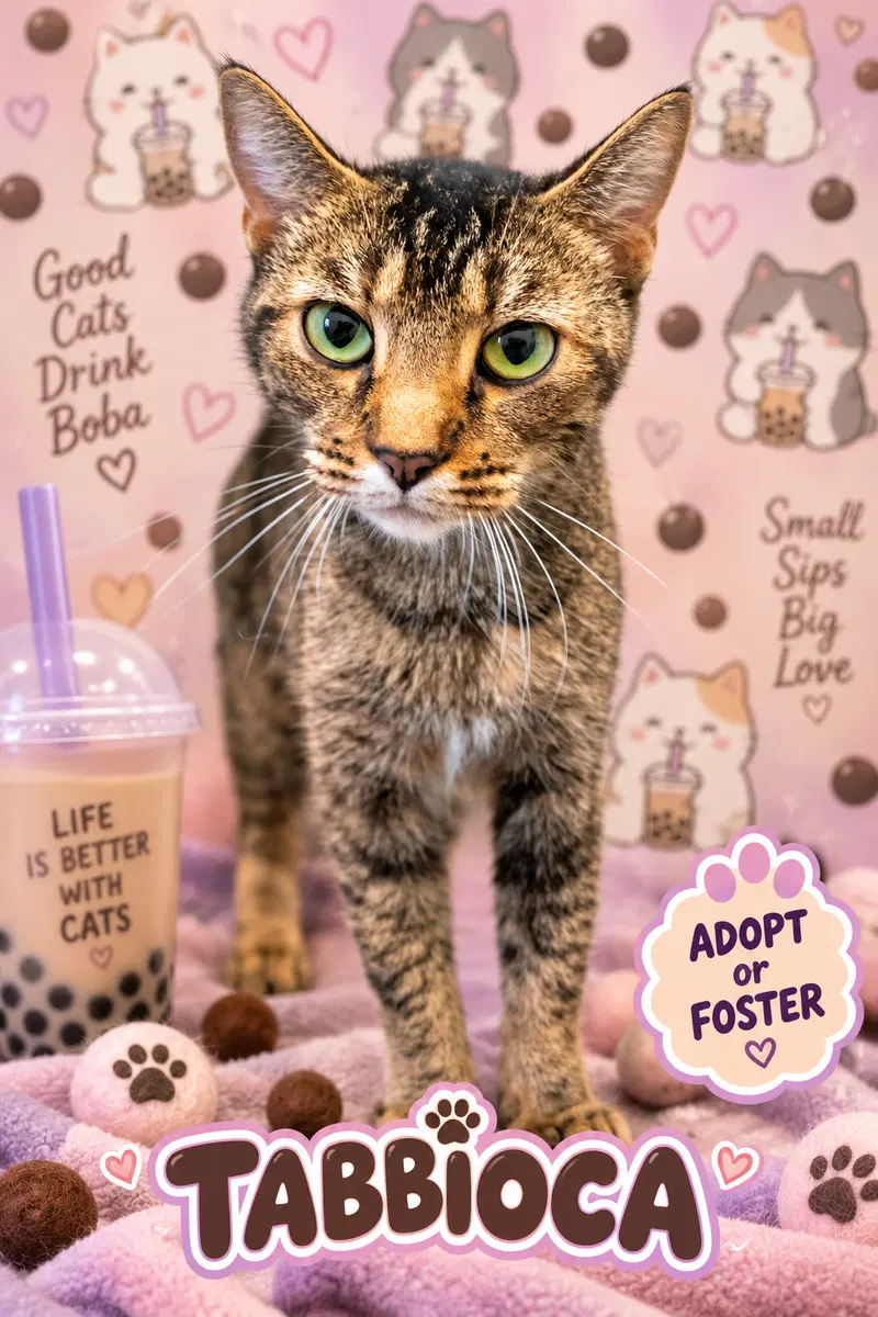 Tabbioca, an adult female Tabby cat up for adoption