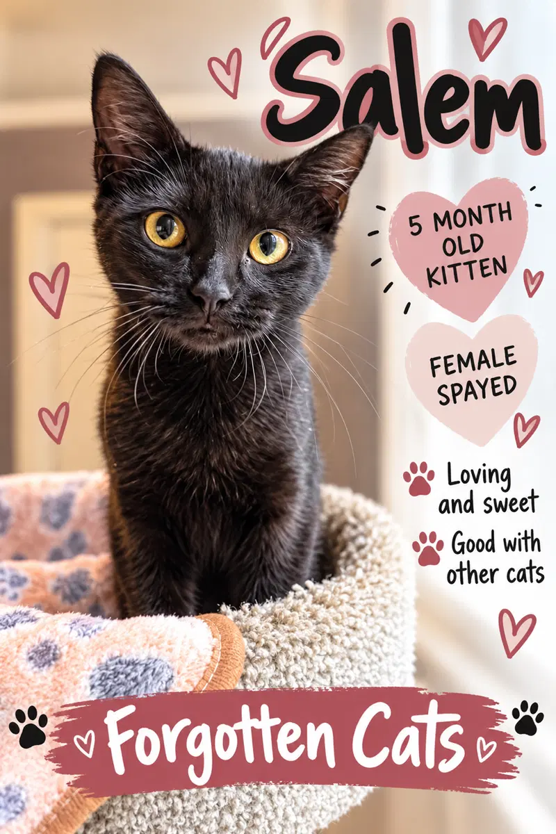 Salem C, a young female cat up for adoption