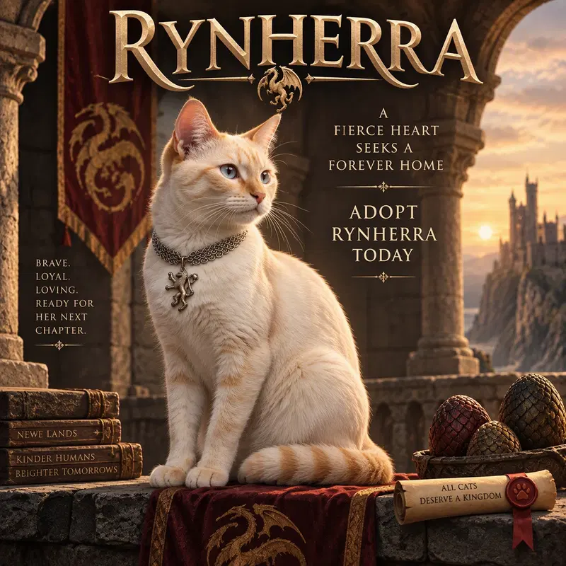 Rynherra, an adult female Siamese cat up for adoption