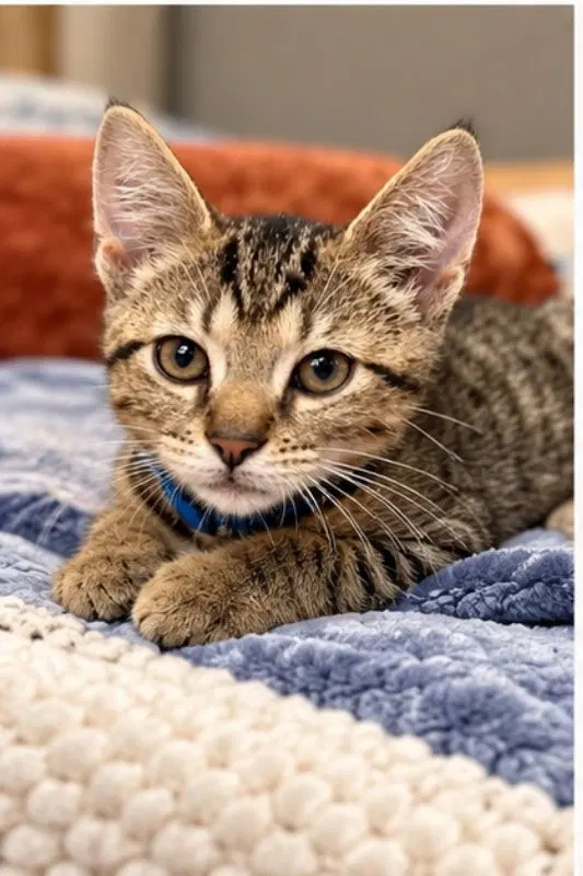 Mj, a male Tabby cat up for adoption