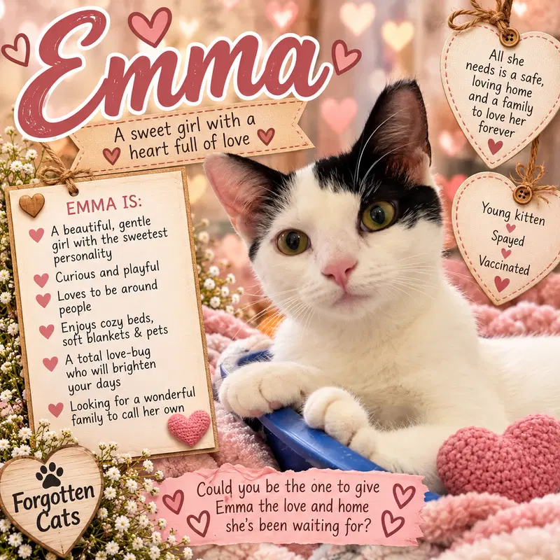 Emma, a female kitten up for adoption
