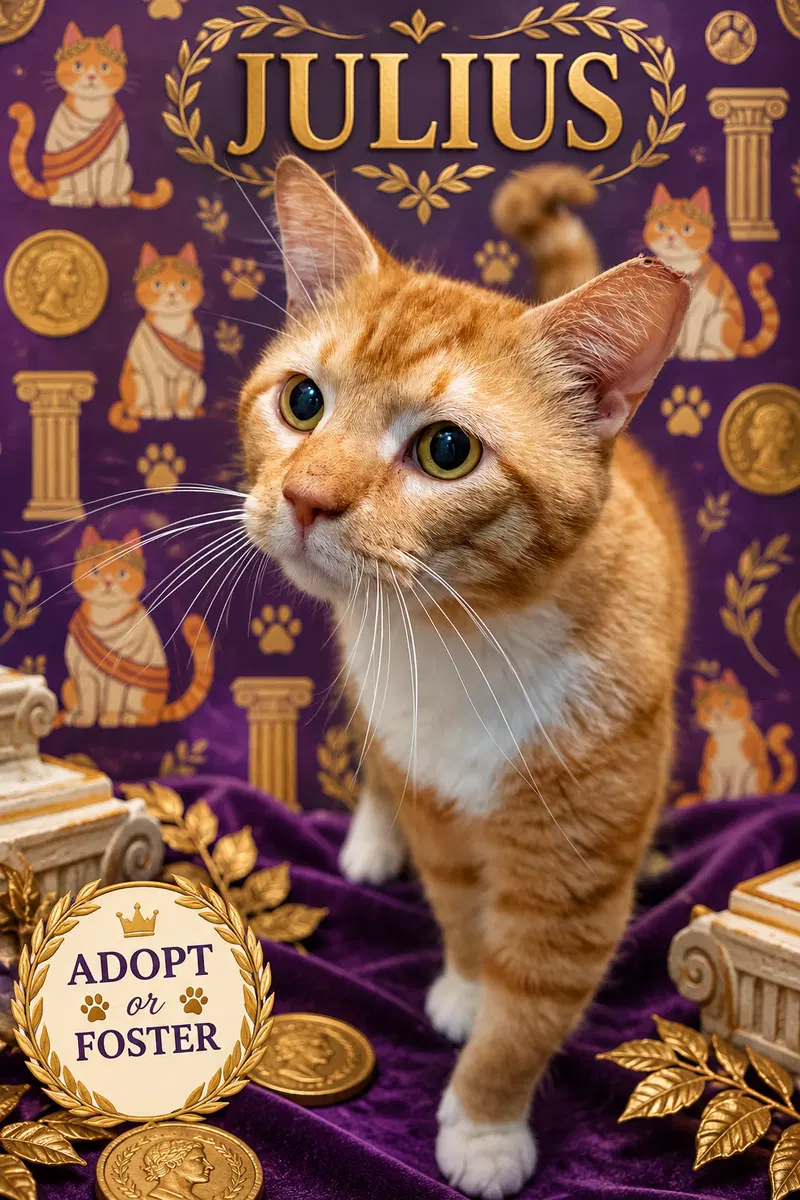 Julius, an adult male Tabby cat up for adoption