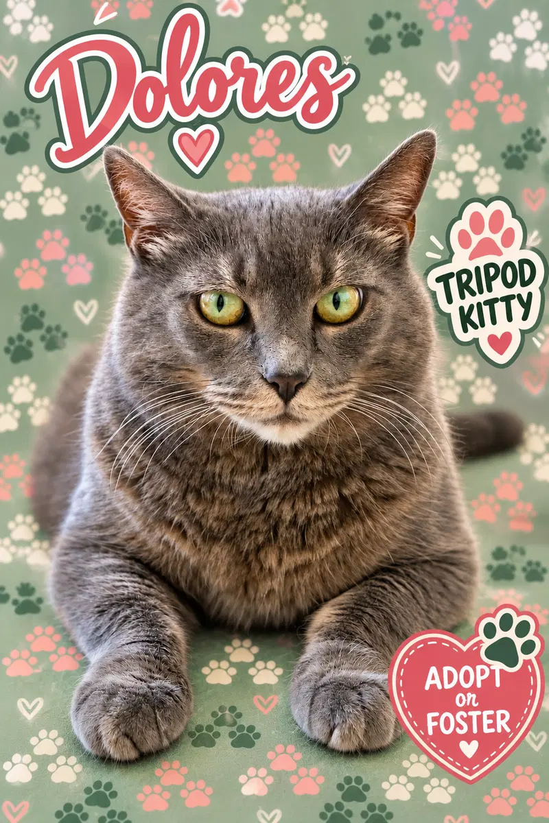 Dolores, an adult female Tabby cat up for adoption
