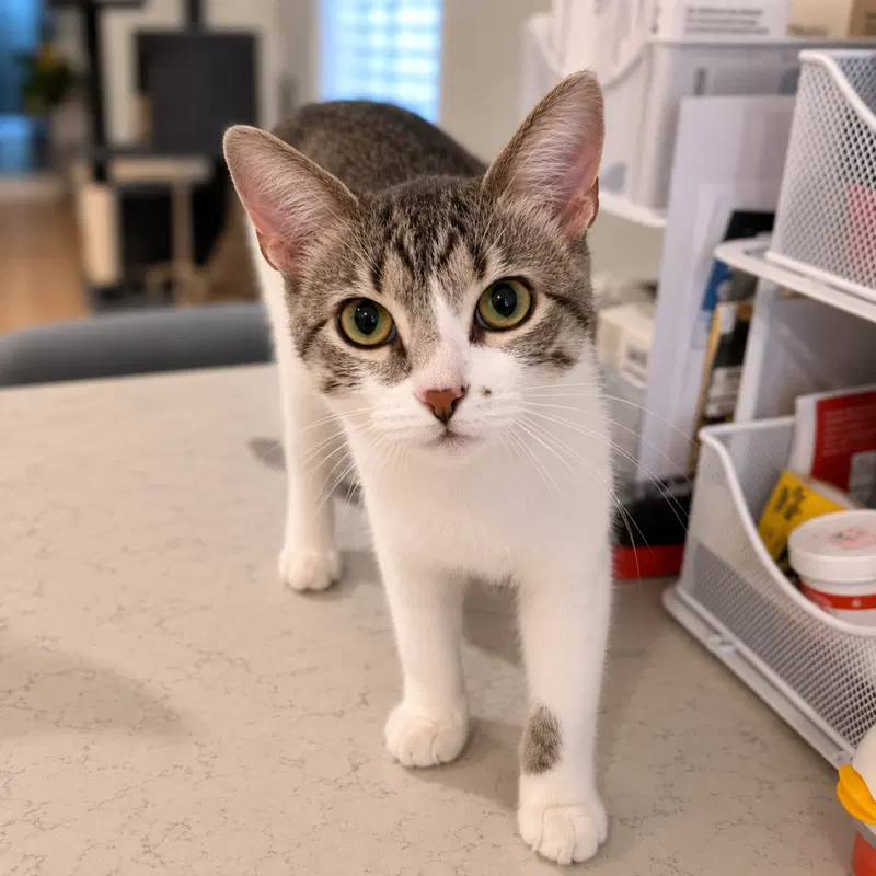 Apple, a male kitten up for adoption