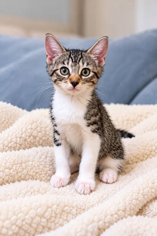 Story, a male Tabby cat up for adoption
